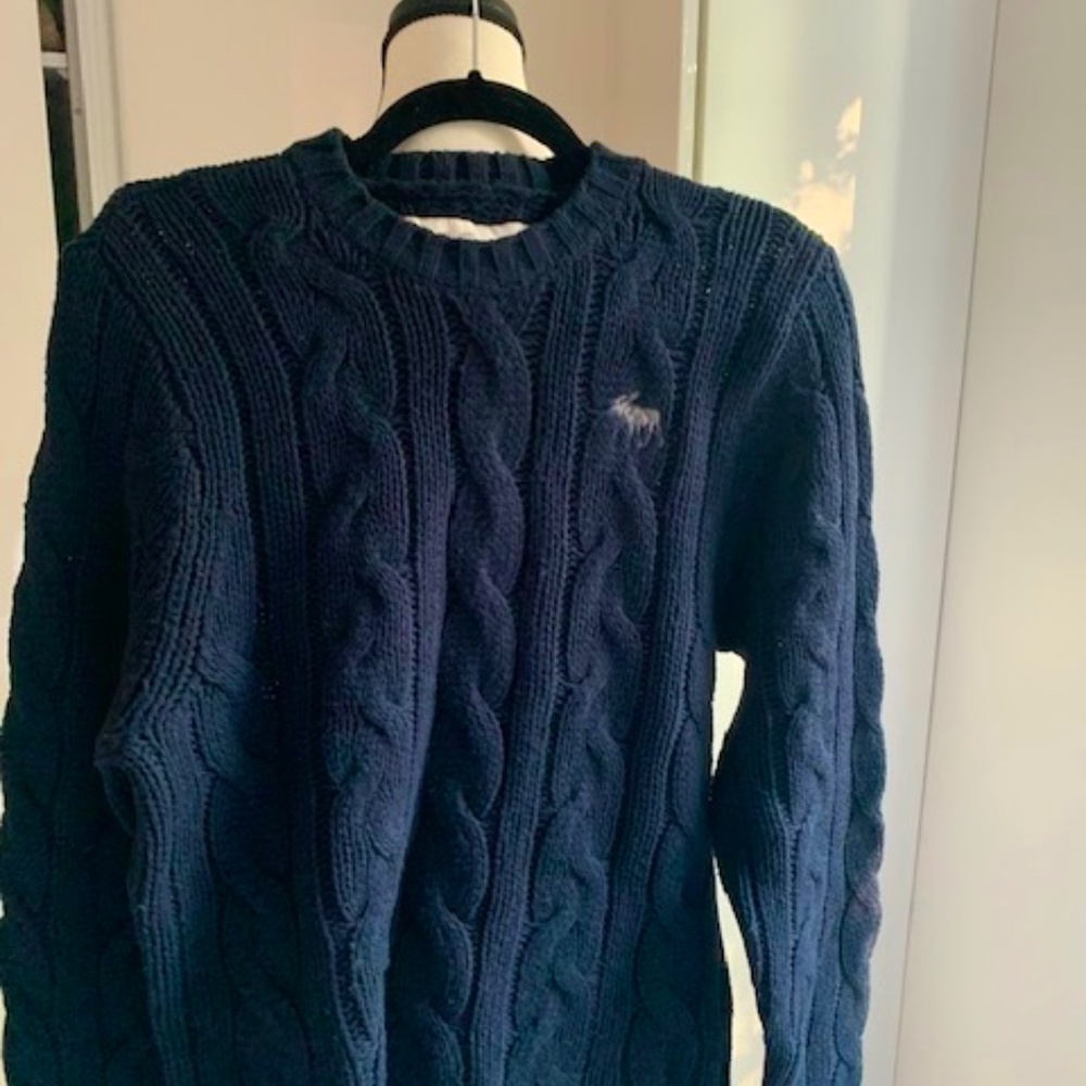 Abercrombie & Fitch Sweater crewneck navy men NEW XL
